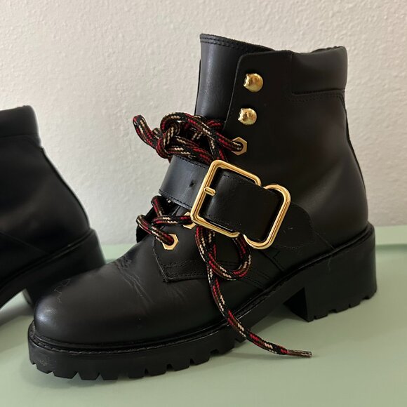 Sandro Paris Lace-Up Combat Boots in Black - Size 37 - Picture 9 of 13